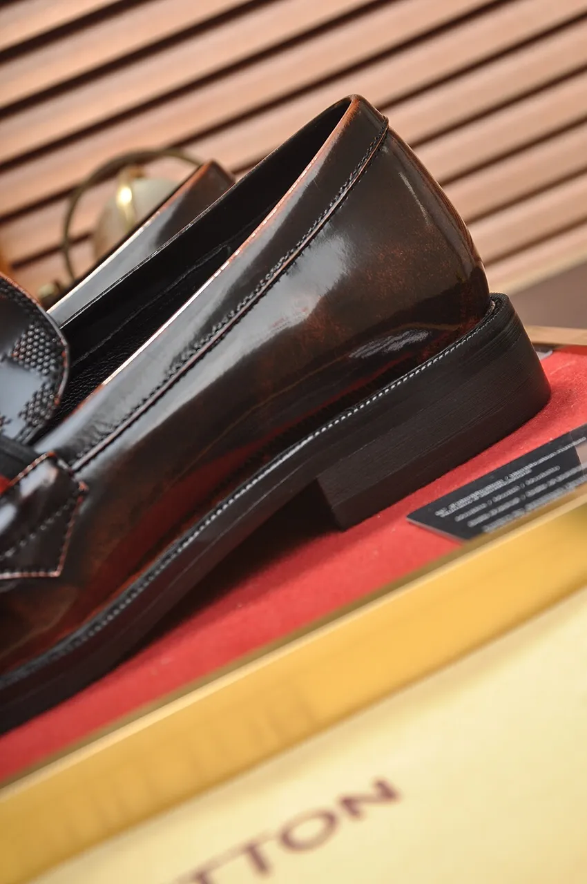 Men's shoes💰460💶【LOUIS VUITTON】(sheepskin lining) new cowhide LV formal shoes🎩🎩❗️🆘made one to one at the counter🎩original quality, imported cowhide upper➕full sheepskin lining➕original rubber outsole, {high quality visible}👣Size: 38-45 (45 custom-made)